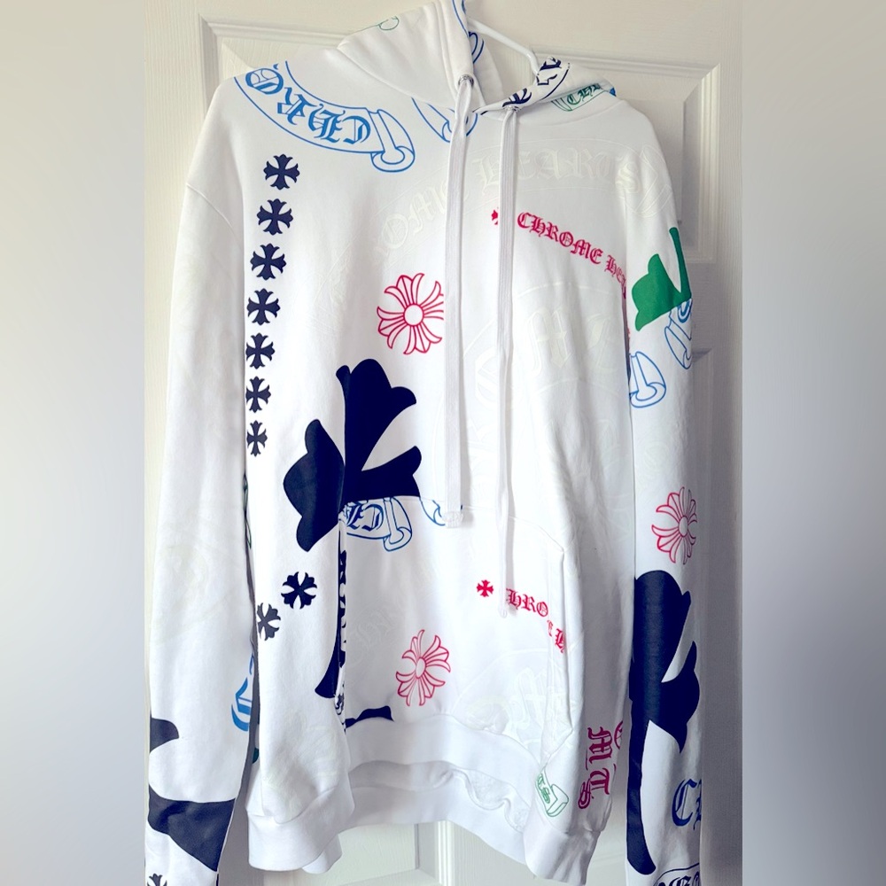 Chrome Hearts White Multicolor Stencil Hoodie